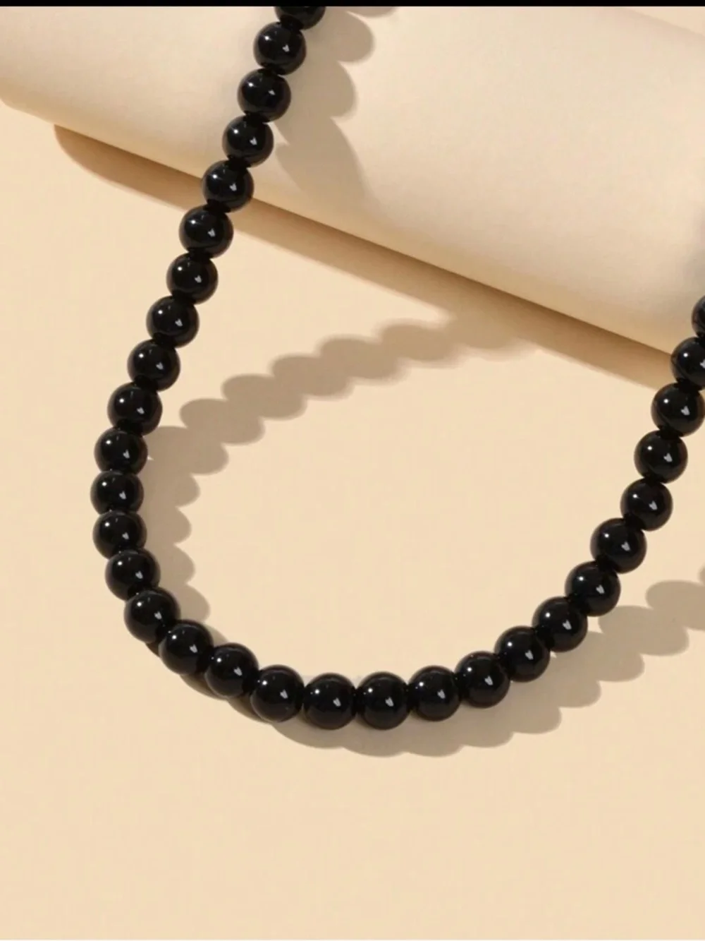 Classic Black Beaded Choker Necklace - Elegant Women's Jewelry - Picture 2 of 2